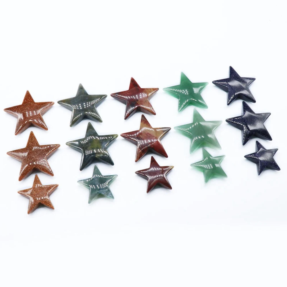 Healing Crystal Stars Handmade Craved Palm Worry Stone Chakra Reiki Balancing Charms Ornaments Display 32/45 for Jewelry Making