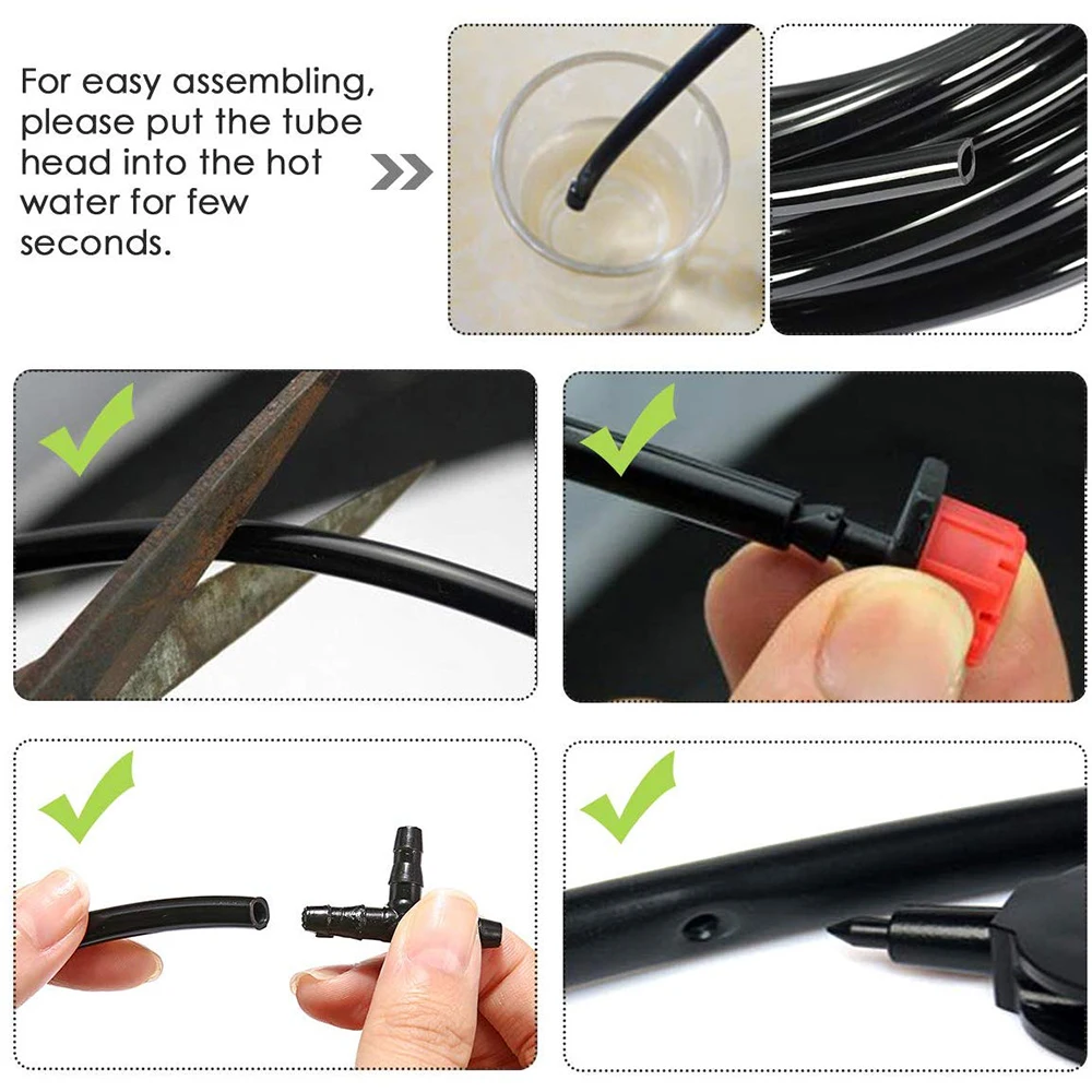 Garden Watering 4/7mm Hose PVC Micro Irrigation Pipe 1/4\'\' Tubing Irrigation Drip System Sprinkler Tube for Greenhouse Bonsai