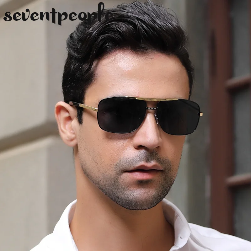 Vintage quadratische Sonnenbrille Männer Luxusmarke Designer Metallrahmen Sonnenbrille für männliche Mode rechteckige Sonnenbrille Gafas de Sol – Detail 8