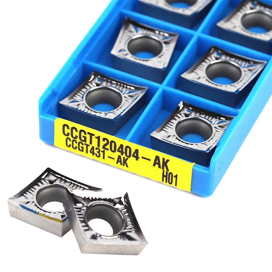 10 Chiếc CCGT120402 AK H01 CCGT120404 AK H01 CCGT120408 AK H01 Carbide Chèn Nội Bộ Dụng Cụ Xoay Tiện Bằng Máy CNC Công Cụ Biến miếng Lót