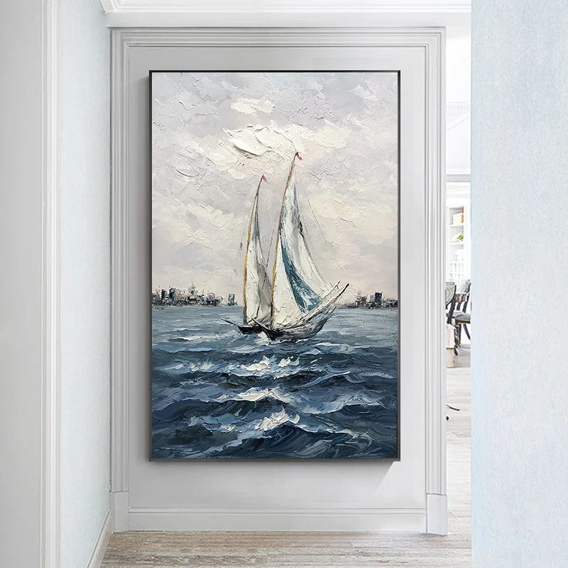 

Pure hand-painted Oil Painting Decorative Painting Vertical Version Entrance Office Study Landscape Mural Paintings Smooth Saili