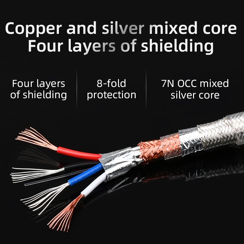 copper and silver mixed HIFI 2xlr HiFi high-fidelity XLR male and female head microphone cable capacitor microphone cable