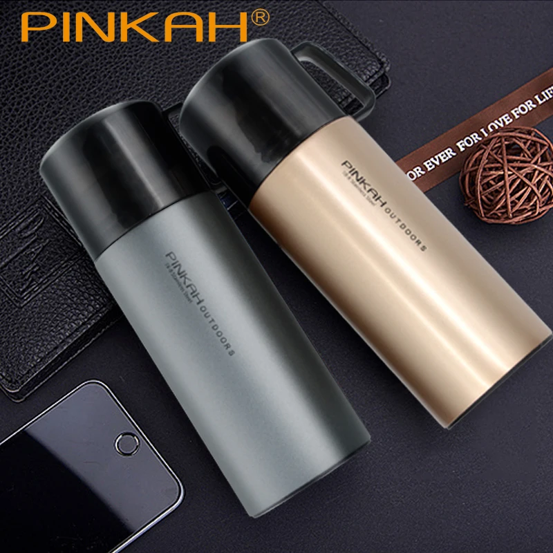 PINKAH Thermos Bottle 370ml & 500ml 304 Stainless Steel Vacuum Flask Portable Travel Outdoor Coffee Mugs School Thermal Bottle