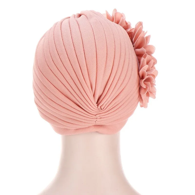 KepaHoo Fashion Women Diamonds Flower Turban Cap Soild Color Muslim Headscarf Bonnet Inner Hijabs Arab Head Wraps Indian Hat