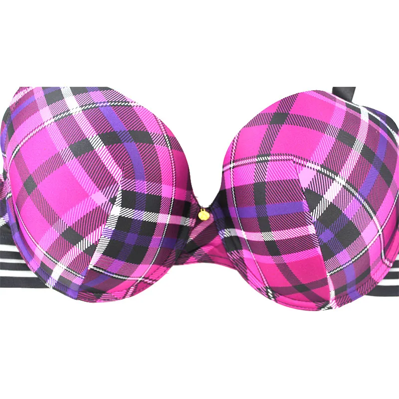 Underwear Simple Brassiere Women Push Up Lady Sexy Lingerie Underwear Plaid  Bralette  Bra for Women38-46 CDDDE Cup Plus Size