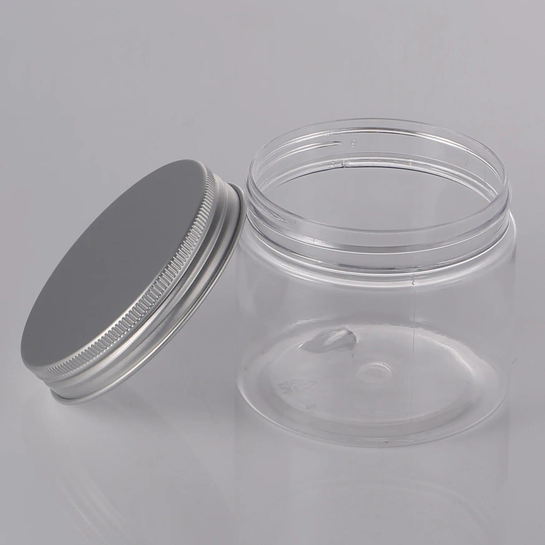 10pcs Several capacity Empty Plastic Clear Cosmetic Jars Makeup Container With Silver aluminum lid Food Cans Seal Cans