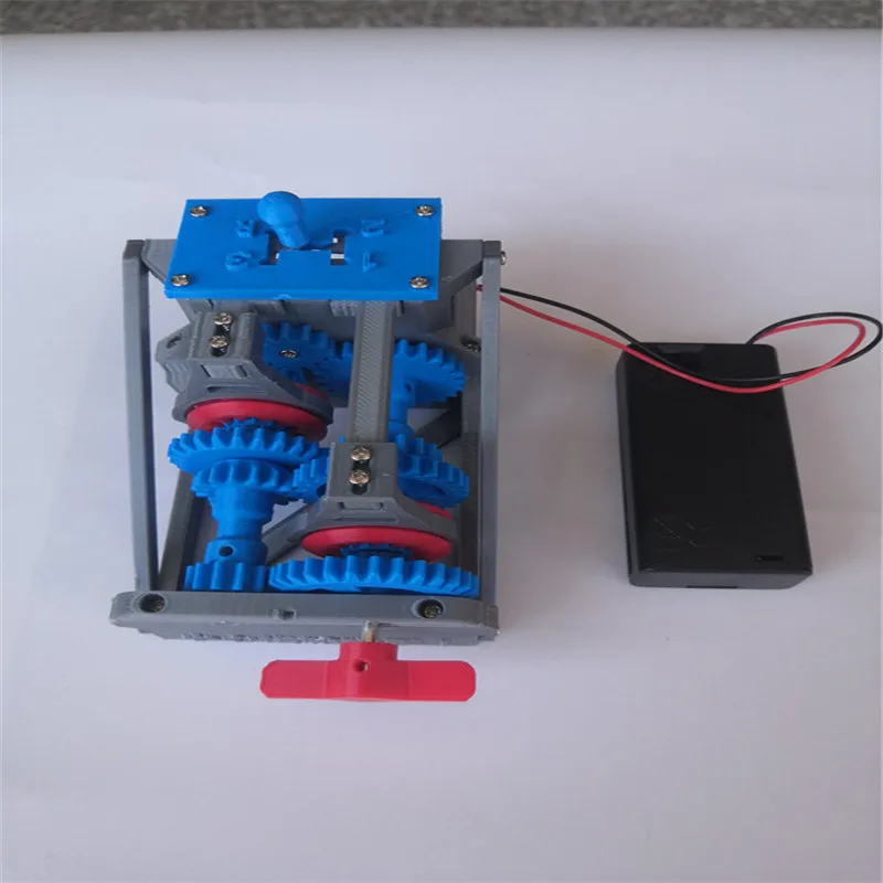 Impresión 3D de modelo de simulación Simple de transmisión de tres hacia adelante y una marcha atrás y transmisión de cuatro velocidades