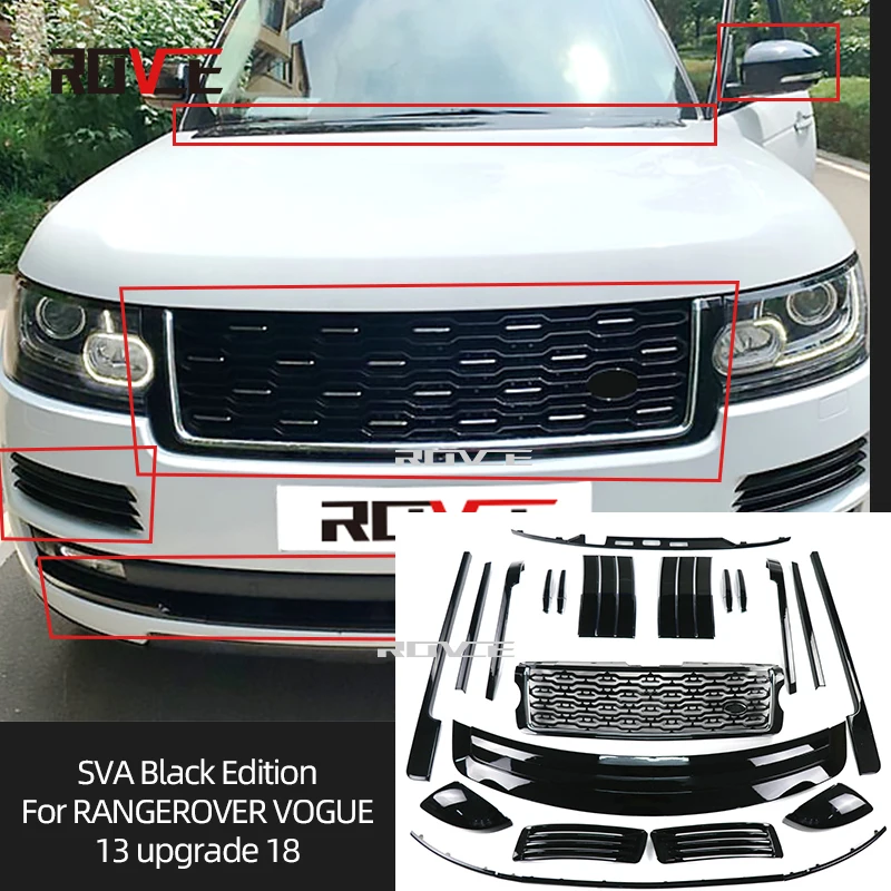 

ROVCE 24 Pcs/Set Car Body Kit For Land Rover Range Rover Vogue SVA 2013 Upgrade To 2018 Black Edition