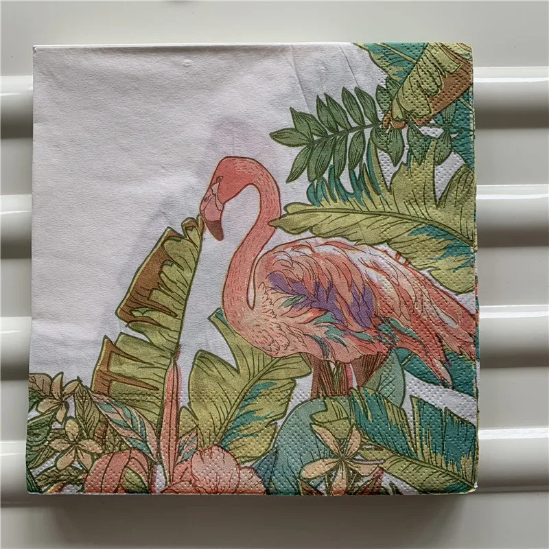 Decoupage table paper napkins elegant tissue vintage towel flower Flamingo bird birthday wedding party home beautiful decor 20