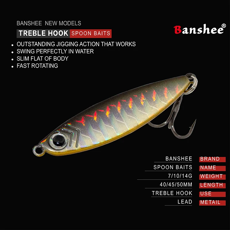 

Металлическая блесна Banshee, рыболовная приманка, ложка для форели, блесна, приманка, литая джиг-ложка, 7 г, 10 г, 14 г, отжимная приманка, свинцовая рыба, морской окунь блесны блесна вертушка блесна для рыбалки блесн