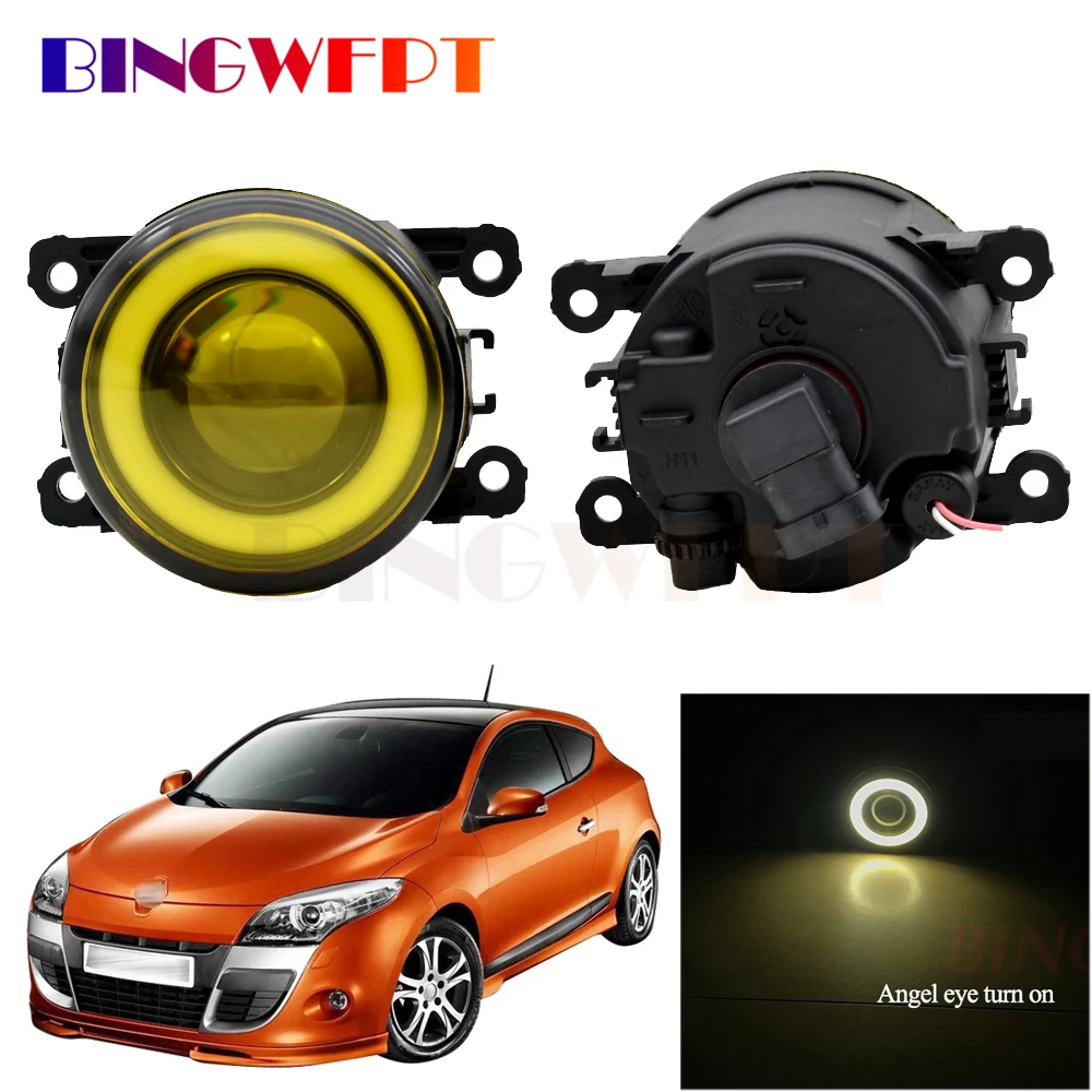 

2 Pieces Car LED Lamp H11 Fog Light + Angel Eye Daytime Running Light DRL For 2002-2015 Renault Megane 2 3