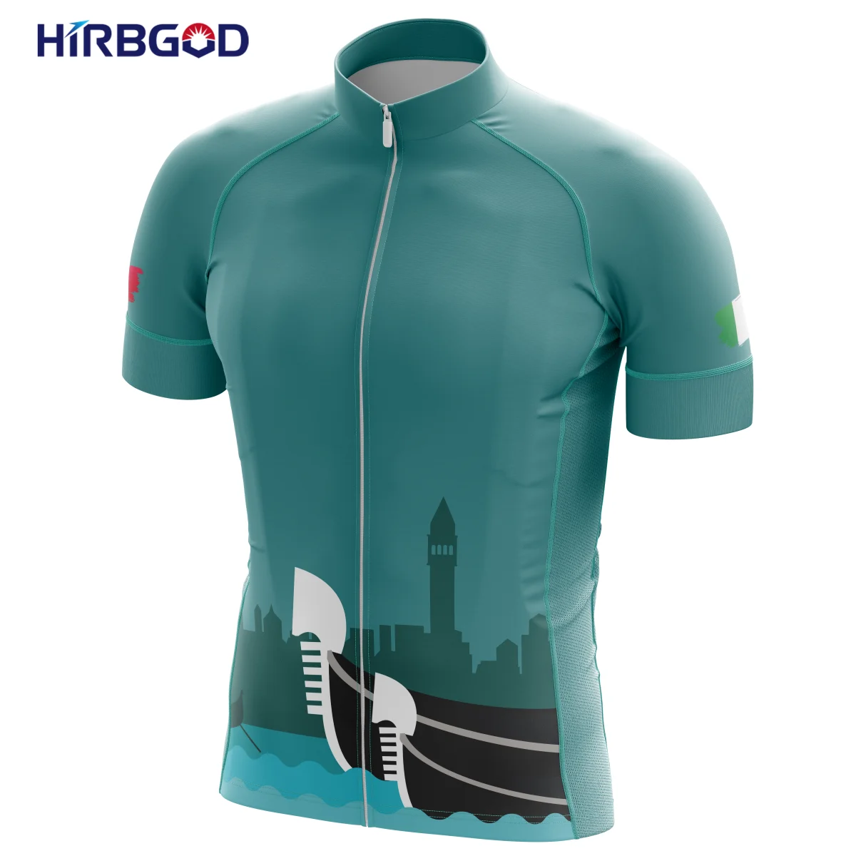 HIRBGOD Summer New Green for Italy Series Water City Venice Landscape Riding Clothing Travel Anti-Sweat Bike Jersey,TYZ667-01