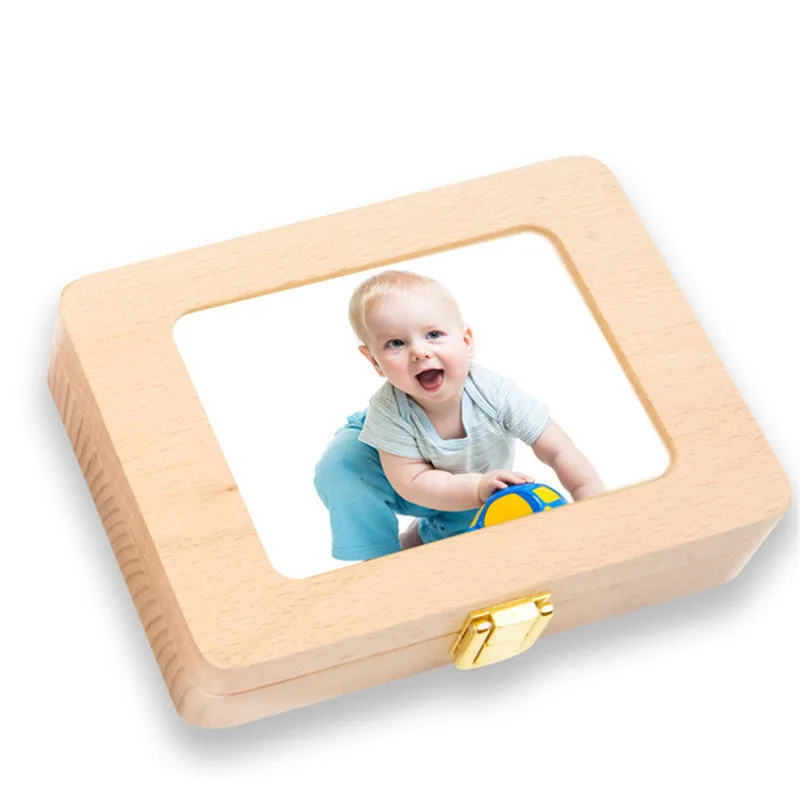 Baby Holz Zahn Box Milch Zähne Haar Organizer Lagerung Sammlung Junge Mädchen Souvenir Fall Andenken Souvenir Geschenk für Kinder