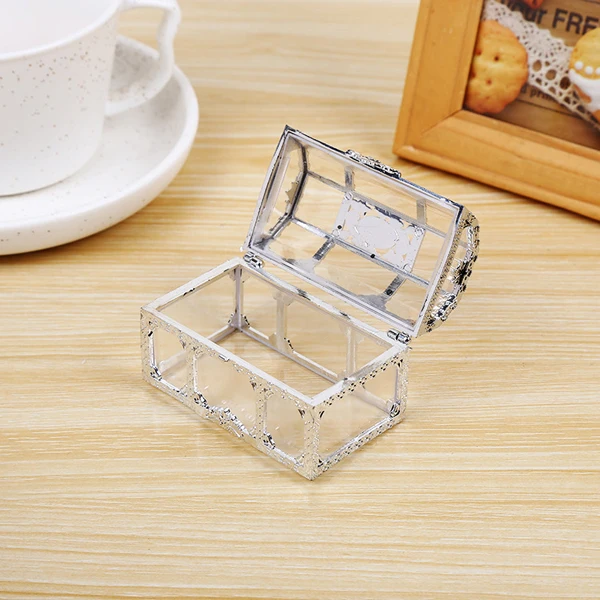 Christmas Plastic Casket Transparent Storage Box CrystalGem candy Box Organizer Chest Jewelry Trinket Box Wedding Gifs for Guest