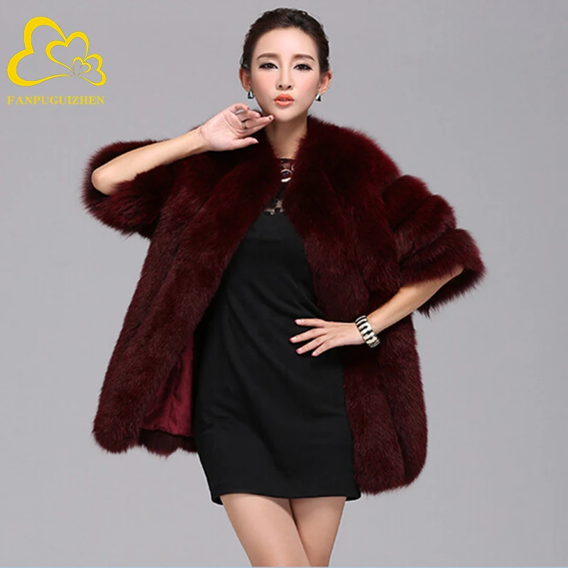 Fluffy Fox Fur Coat for Women, Winter Jacket, Fashion Silver Outwear, Thick Imitated Faux Fur Coat, High Quality