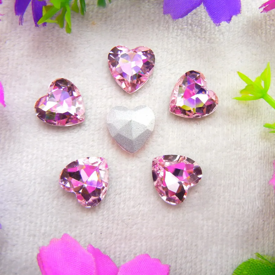 Glaskristall 8mm 10mm 12mm 14mm 16mm 18mm 27mm Verschiedene Farben Mix Herzform Klebeperlen Handy-Zubehör DIY – Detail 11