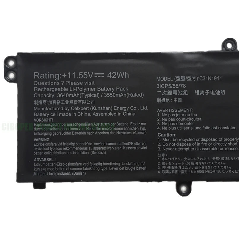 Original quality Battery B31N1911 C31N1911 11.55V/42Wh For Flip 14 TM420IA M413DA F413FFK433FA V4050FF V4050FA TP420IA