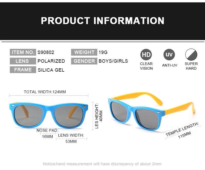 Fashoin Kinder Polarisierte Sonnenbrille Jungen Mädchen Vintage Silikon Kinder Sonnenbrille Stilvolle Safty TR90 Brillen Baby UV400 – Detail 8