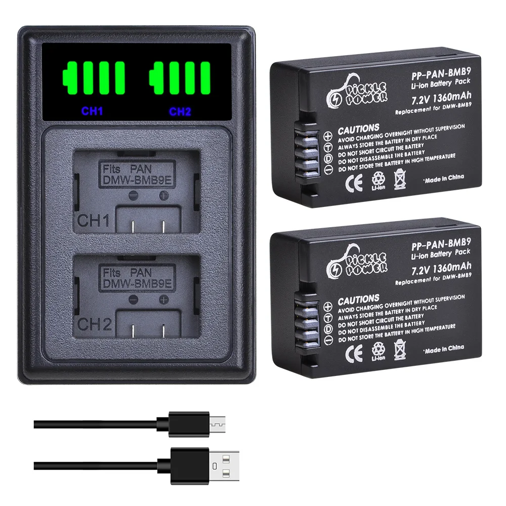 DMW-BMB9 البطارية لباناسونيك لوميكس DMC FZ40K FZ45K FZ47K FZ48K FZ60 FZ70 FZ80 FZ100K FZ150K DMW-BMB9E + شاحن يو اس بي