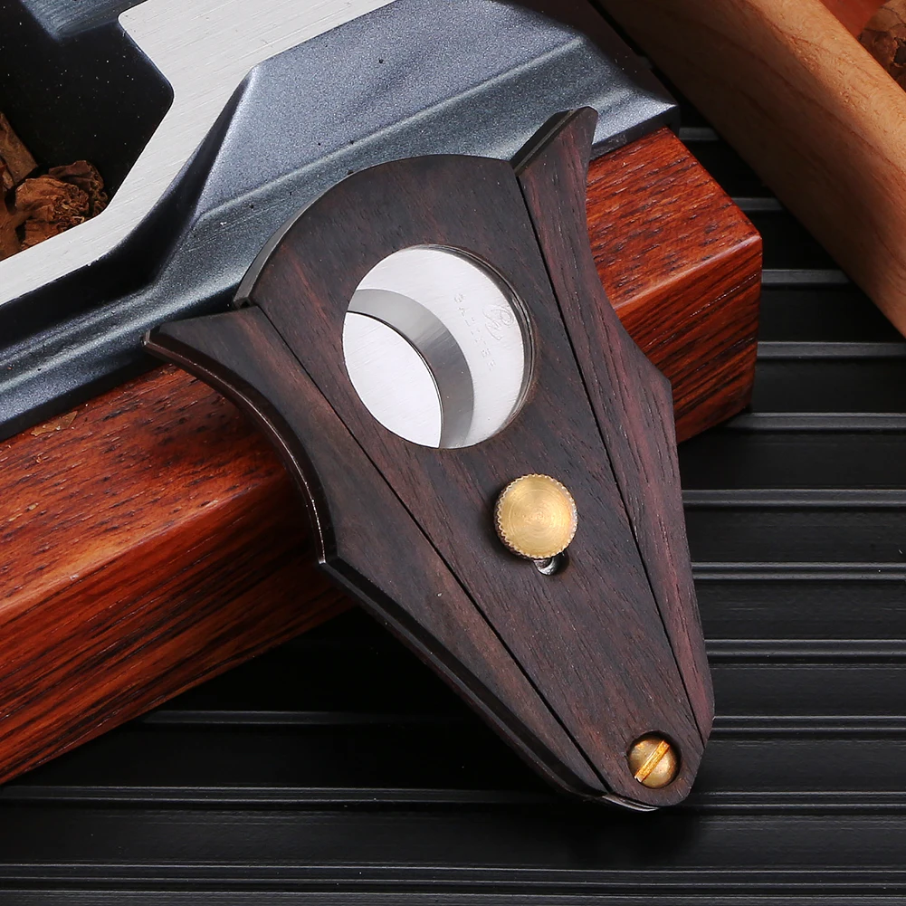 Galiner Pocket Wood Cigar Cutter Stainless Steel Double Cut Blade Guillotine Cigar Cutting Tool With Gift Box