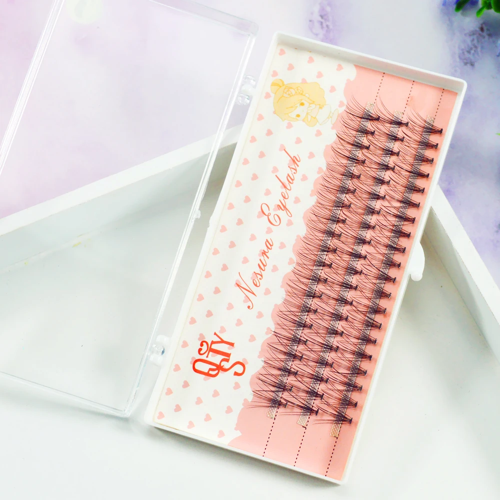 QSTY 60pcs Natural Long Individual Cluster Eyelash Extension Professional 10D Mink False Eyelashes Makeup Faux Soft Eye Lashes