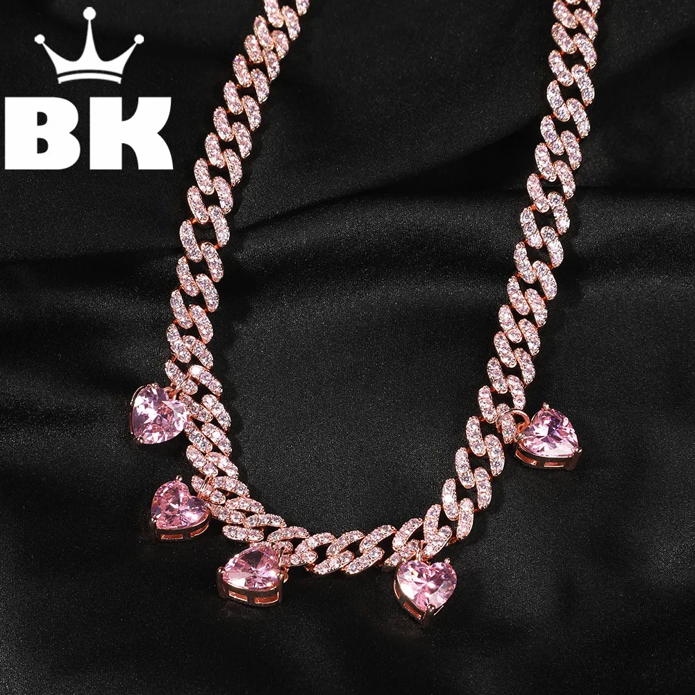 THE BLING KING 9mm Micro Mini Put Small Heart Cuban  CZ Link Necklaces Chains  Luxury Bling Bling Jewelry Fashion Hiphop For Men