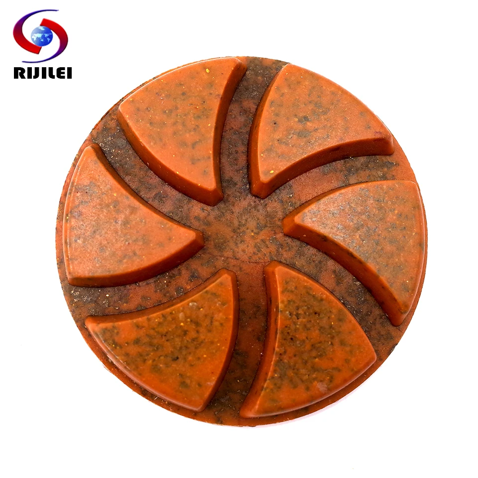 RIJILEI 4PCS 4 Inch Hybrid Copper Bond Rigid Diamond Polishing Pads For Grinding Granite Marble Concrete Floor Abrasive Disc