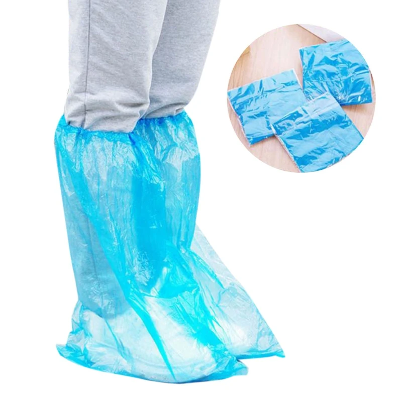 1Pair Durable Waterproof Thick Plastic Disposable Rain Shoe Covers High-Top Boot M3GE