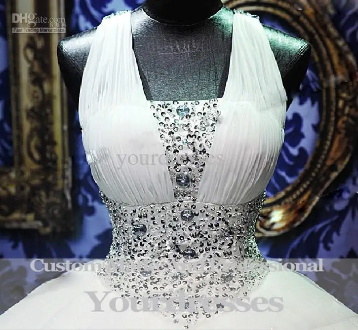 Vestido de novia con tiras blancas, corsé con Organza de cristal, hecho a medida, 2021 imágenes reales