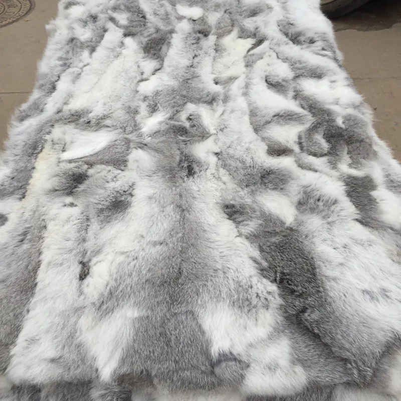 Natural real genuine rabbit Fur Blanket leather Soft plate Mattress Clothing fabric Handmade Sewing material Home Decoration