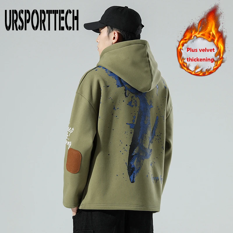 

URSPORTTECH Print Hoodies Men 2024 Spring Autumn Sweatshirts Hip Hop Punk Pullover Streetwear Casual Fashion Hoody Plus Size 6XL