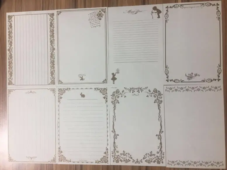 8 Sheets Bland & Line Paper Letter Writing Stationery Paper Vintage Retro Style Design Office Suppliers Writing Paper Letter