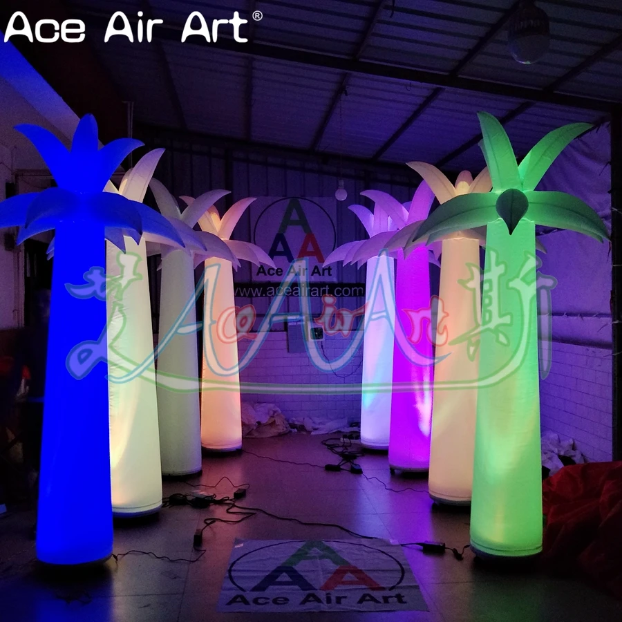 Cheapest Inflatable Palm Tree Forest Pillar Trees for Yard Decoration with Colorful LED Light by Ace Air Art Made in China