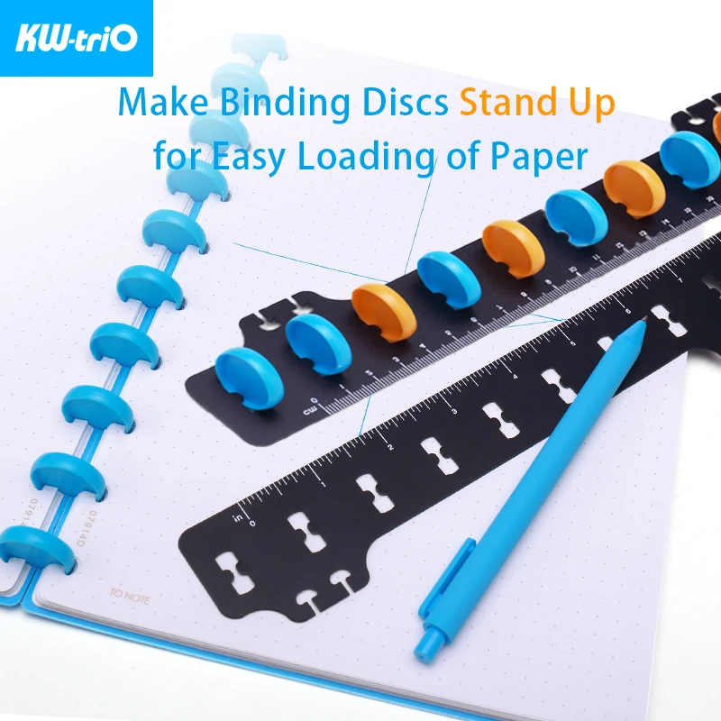 KW-triO Smart Ruler Binding Discs Set Mushroom Hole Ruler Fixture T-hole Bookmark Ruler Planner Ring Binder Notebook Disc Binder