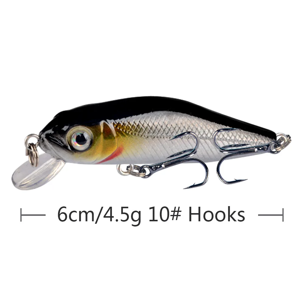 1 sztuk 6cm 4.5g Fishing Lure jakości Minnow Lure 3D oczy plastikowa twarda przynęta Pesca sztuczne Jig Crankbait i woblery przynęta na ryby