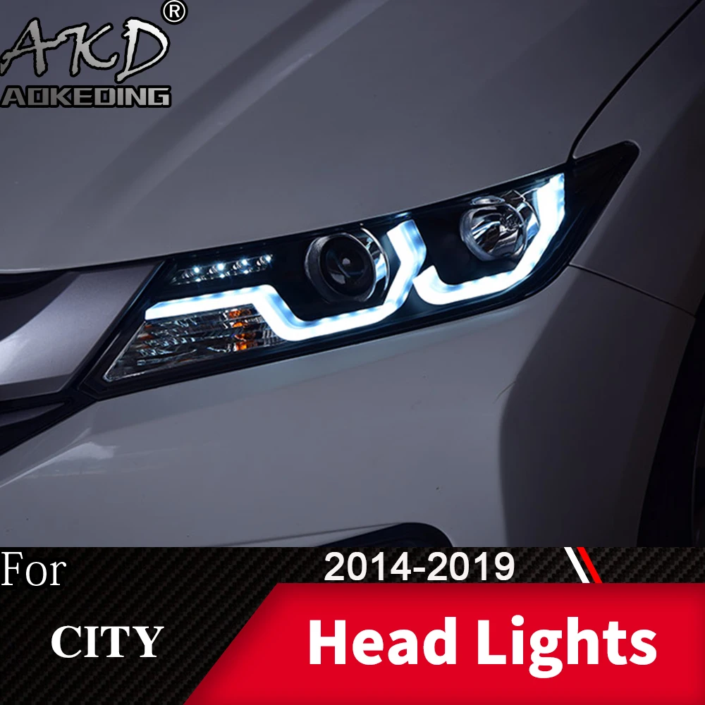 

Head Lamp For Car City 2014-2019 Headlights Fog Lights Day Running Light DRL H7 LED Bi Xenon Bulb Car Accessory city