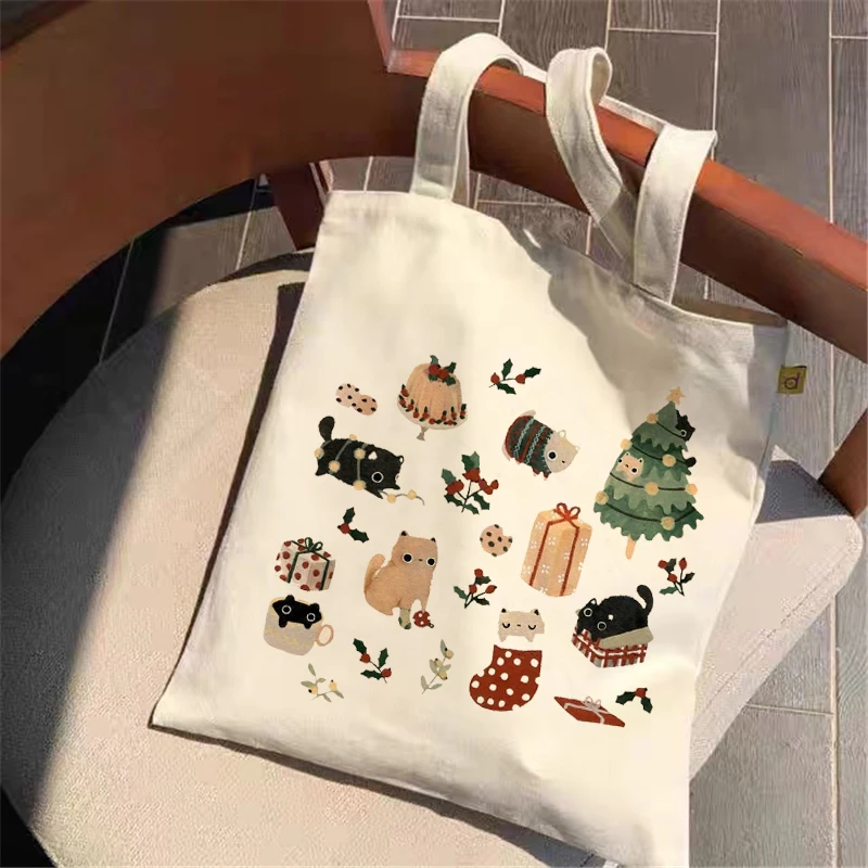 Canvas Tote Bag Shopper Bag Women Designer Handbag 2021 New Girl Fashion Casual Minimalist Style Frog Art Printing Shoulder Bags