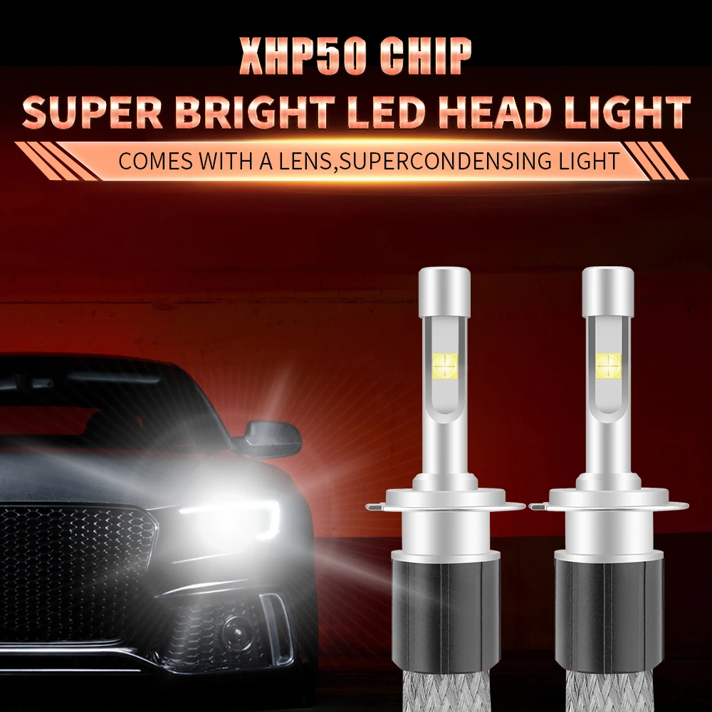 AILEO H7 H4 Led Lights Car Headlight Bulbs XHP50 60W H1 H11 H8 H9 9005 9006 9012 9004 9007 9008 H13 4300K 6000K Auto Headlamp