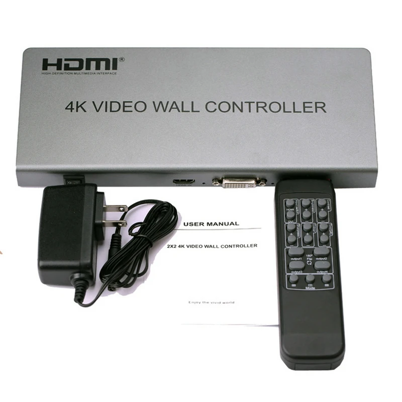 4K 2X2 Video Wall Controller 1 Hdmi/Dvi-ingang 4 Hdmi-uitgang 4K Tv Processor beelden Stiksels Video Wall Processor