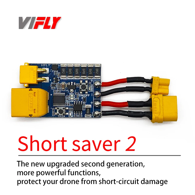 VIFLY ShortSaver 2 Smart Smoke Stopper Power Button Switch Electronic Fuse untuk Mencegah Hubungan Arus Pendek 2-6S XT30 TX60