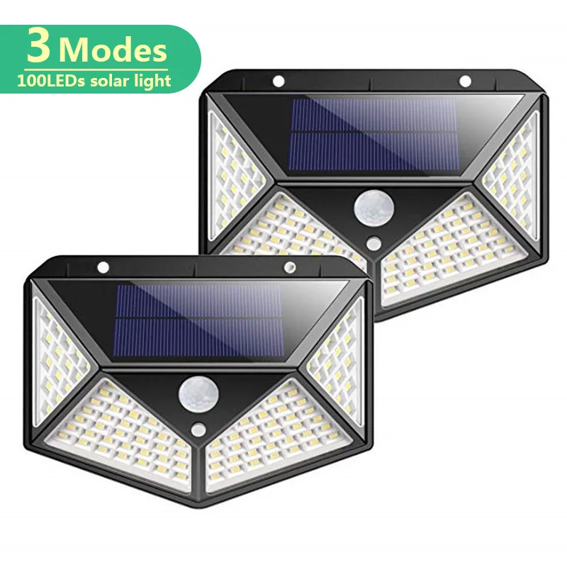 

100 LED Solar Light Outdoor Waterproof Solar Powered Lamp PIR Motion Sensor Street Light for Garden Decoration 3 Modes