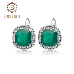 Gem's Ballet 2.2ct Green Agate Clip Earrings 925 sterling silver Vintage For Women Fine Jewelry Accessories Wedding Engagement