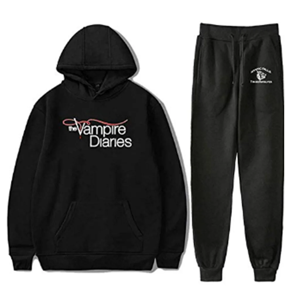 

The Vampire Diaries Casual Tracksuit Men Sets Hoodies and Pants Two Piece Sets Hooded Sweatshirt Outfit Sportswear Male Suit