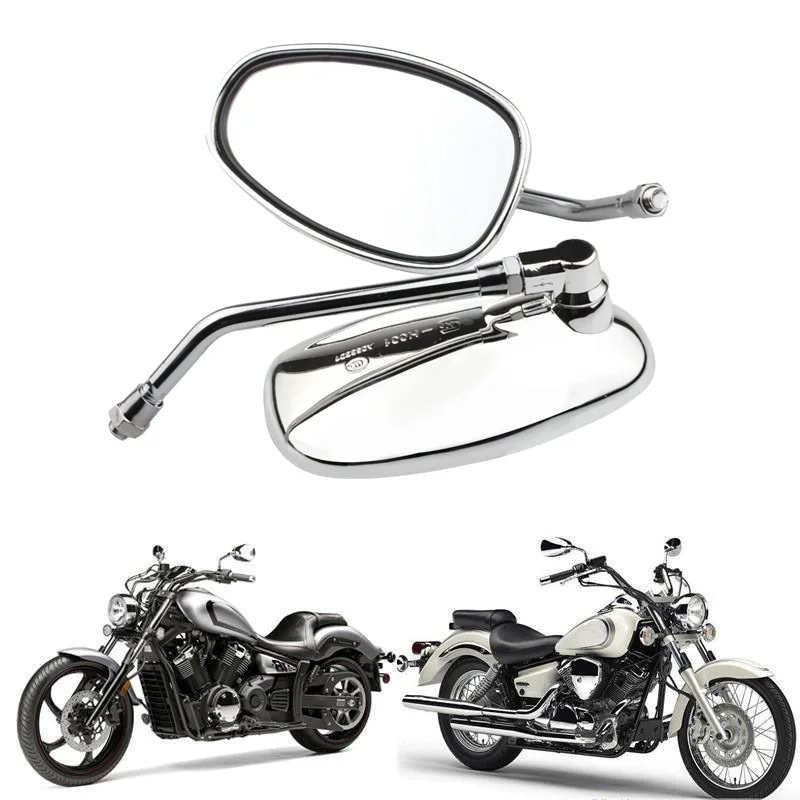 1 Pair Chrome Motorcycle Mirror Motorbike Rearview Mirror For YAMAHA Vmax Virago 535 V-Star 650 1100 1300 Warrior Royal Star