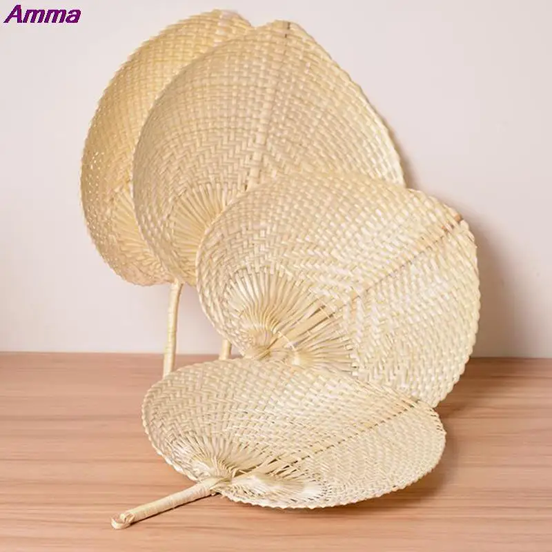 1PC Bamboo Palm Leaf Hand-woven Hand Fan Home Decoration Size 30*40cm Handmade Straw Woven Fans Craft Summer Cooling Fan