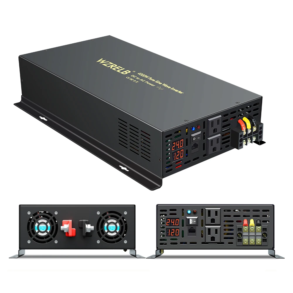 Pure Sine Wave Solar Inverter 4000W Car Power Inverter Transformer 12V/24V/48V/96V/110V DC to AC 120V/220V/240V Wired Controller