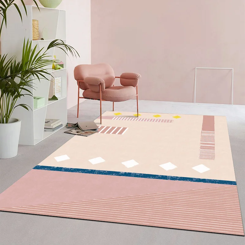 

Pink Color Ins Carpet for Girl Room Decor Rugs Modern Geometry Living Room Carpet Kid Room Soft Baby Play Mat Nordic Bedroom Rug