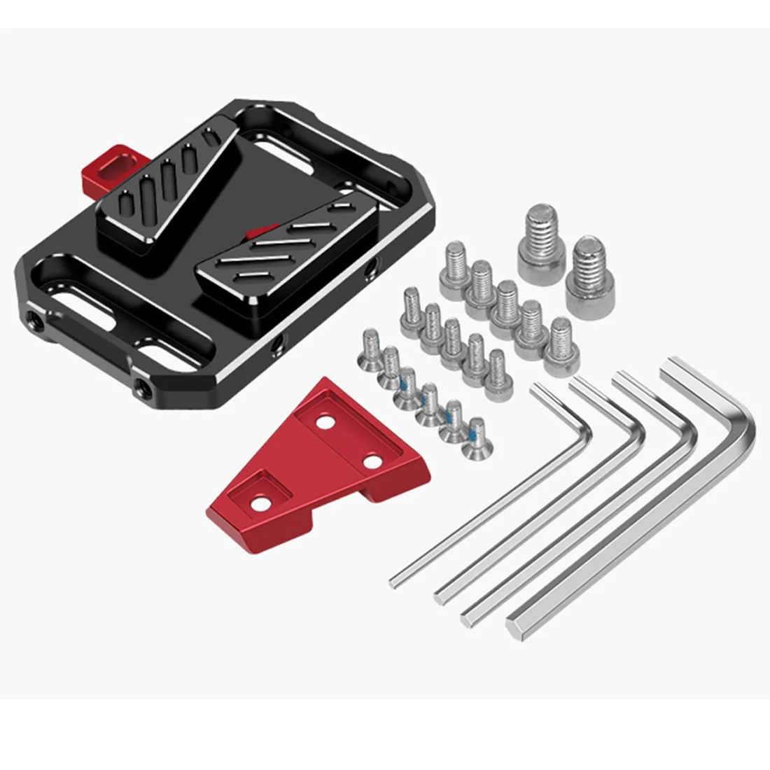 Placa de montaje con bloqueo en V de liberación rápida de aleación de aluminio, Compatible con abrazadera de varilla de 15mm para cámara DSLR, Base fija de batería con montaje en V