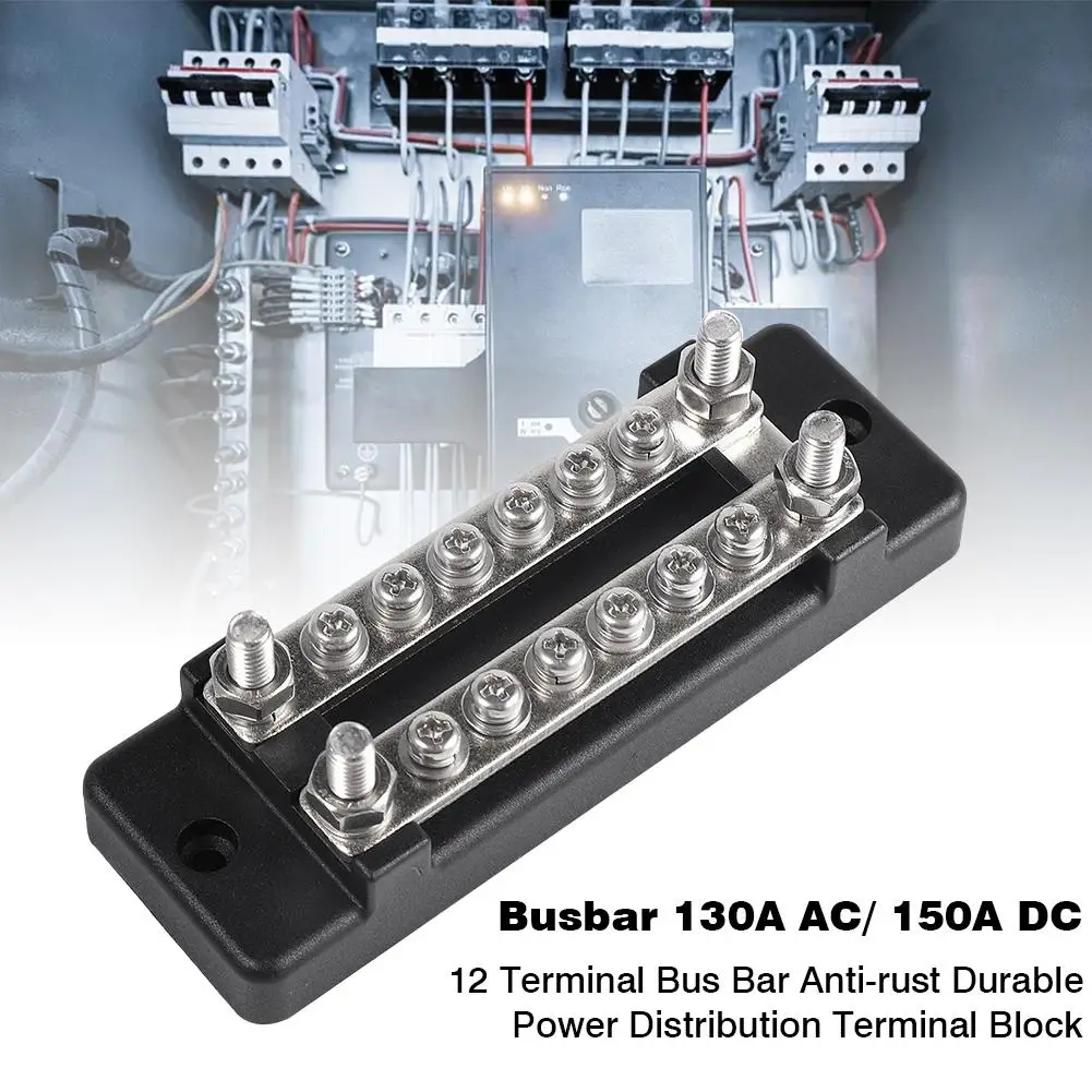 12 Terminal Bus Bar Anti-rust Durable Power Distribution Terminal Block for Car Boat Caravan