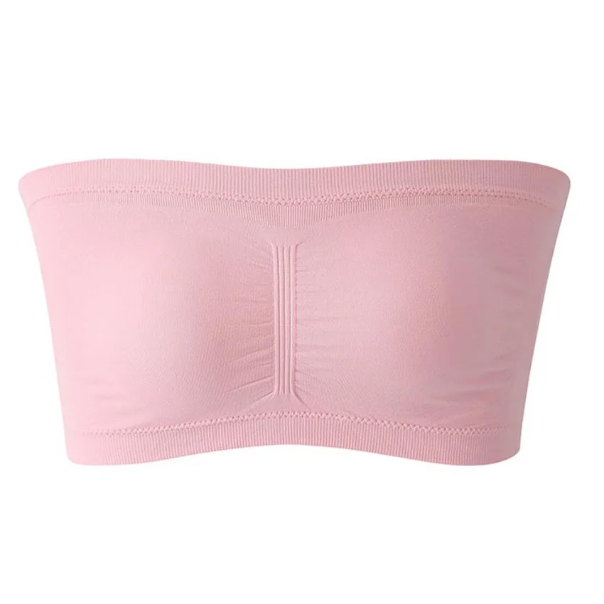 Top de tubo sin costuras de talla grande, sujetador Invisible sin tirantes para mujer, Top corto sin mangas con Espalda descubierta, Tops cortos, ropa interior para mujer